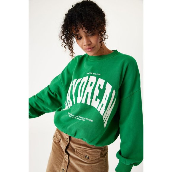 NWT GARCIA Kelly Green DAYDREAM Varsity Crewneck Sweater - Picture 4 of 6